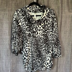 Perseption concepts animal print cowl neck 3/4 sleeve blouse size large